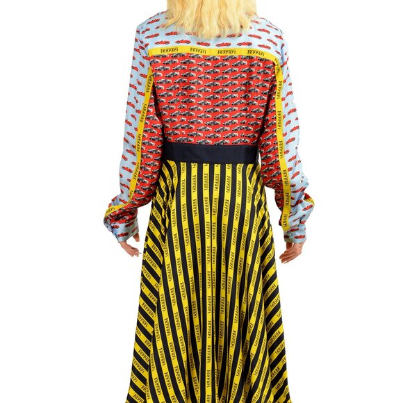Scuderia Ferrari Women's 100% Silk Multi-Color Fit & Flare Dress US XL IT 46 - Picture 3 of 7